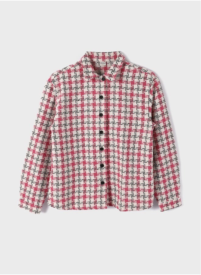 Plaid Long Sleeve Girl Shirt