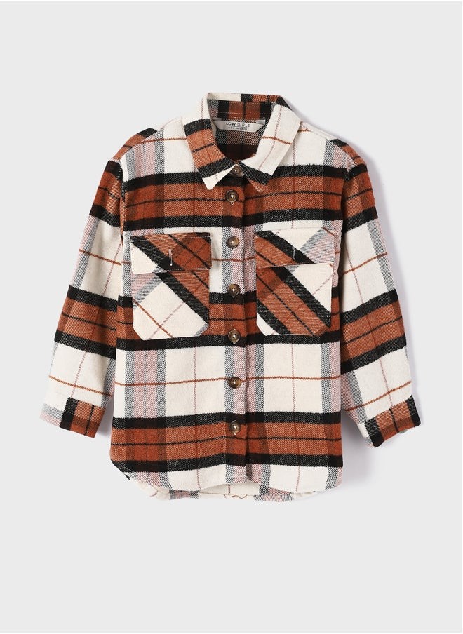 Plaid Long Sleeve Girl Shirt