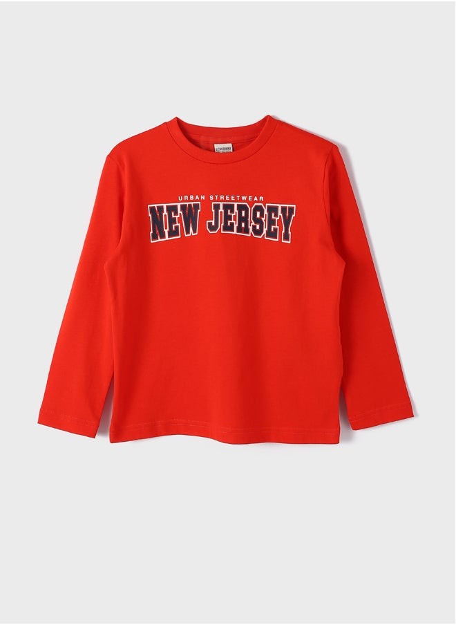 Crew Neck Printed Long Sleeve Boy T-shirt